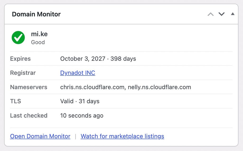 Notify.domains domain monitor for Mi.ke